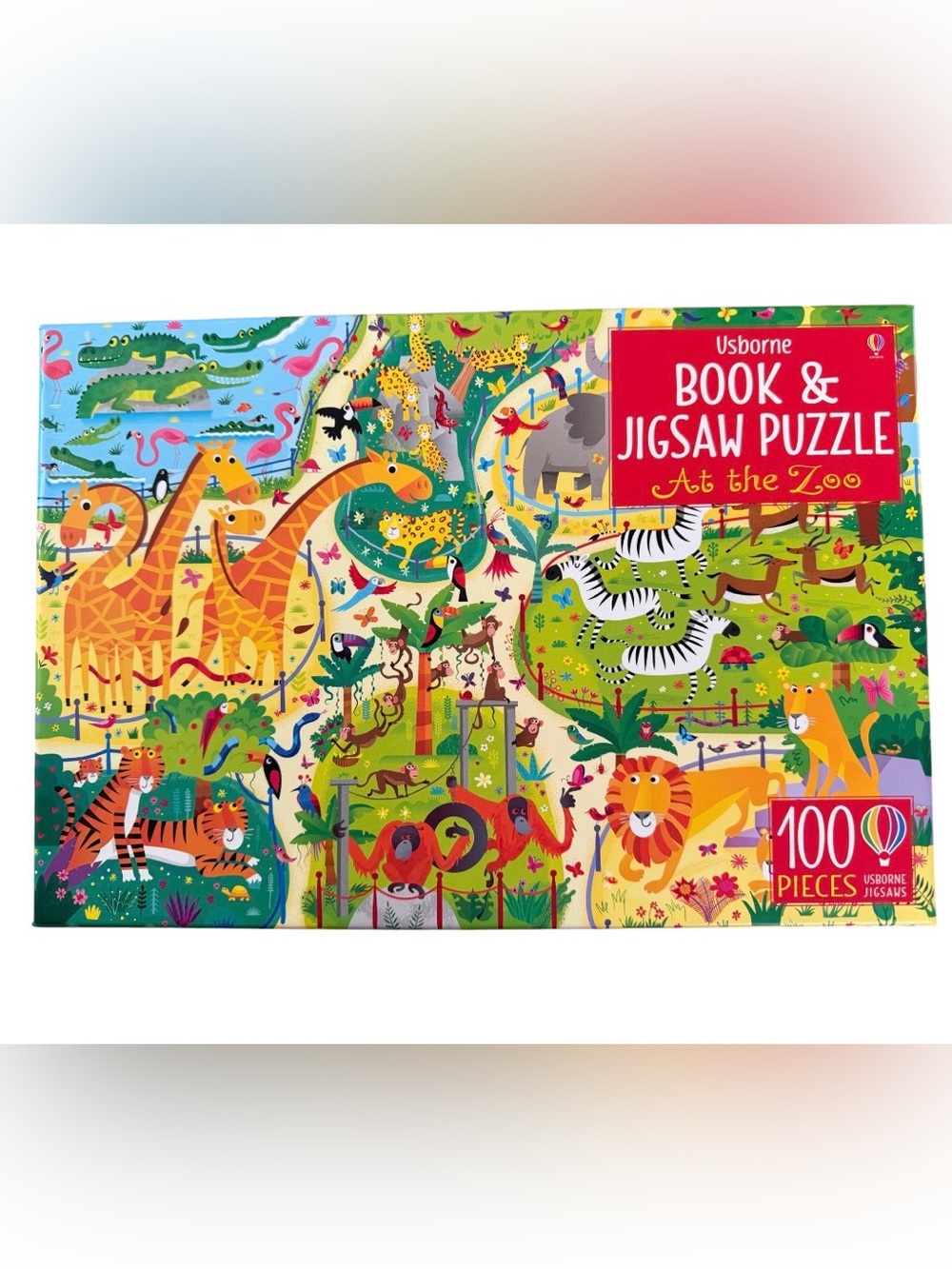 Usborne Book And Jigsaw Puzzle "At The Zoo" - 100 Pieces - Complete